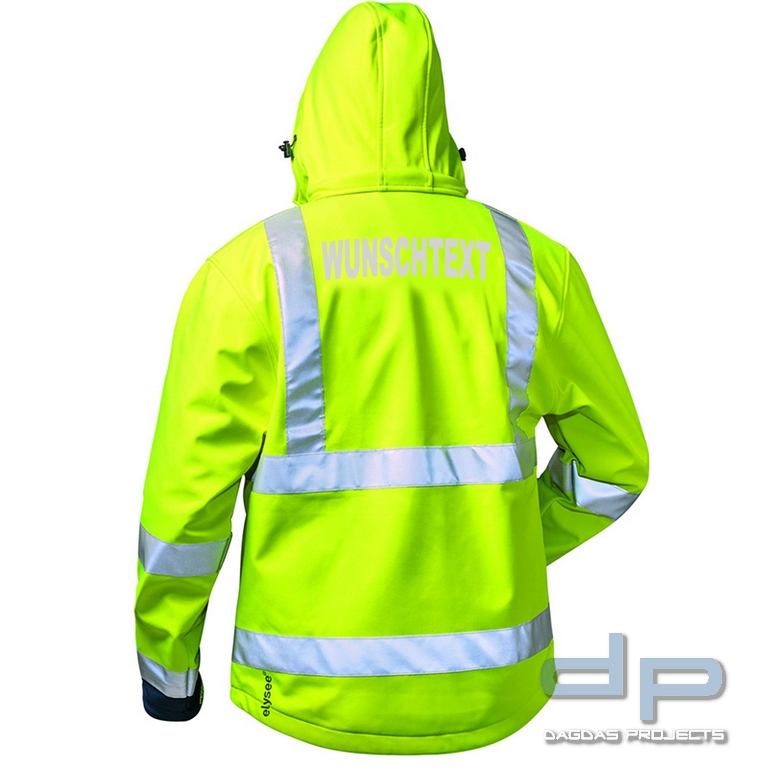 Wunschtext Warnschutz-Softshell Jacke gelb/blau, Größe: M und L