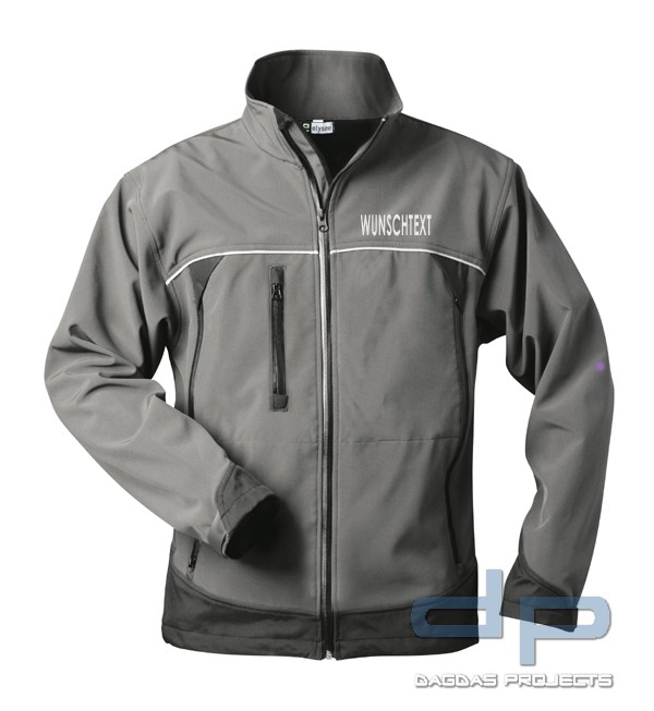 Behörden Softshell Jacke grau/schwarz mit Wunschtext