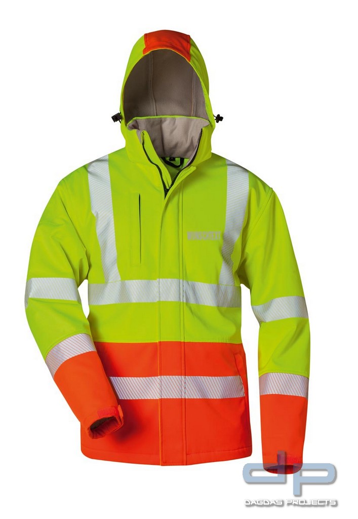 WATTIERTE WARNSCHUTZ-SOFTSHELLJACKE mit Aufdruck nach Wunsch in reflex silber