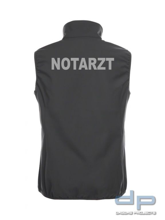 Basic Softshell Weste Ladies mit reflektierend silbernem Wunschaufdruck in verschiedenen Farben