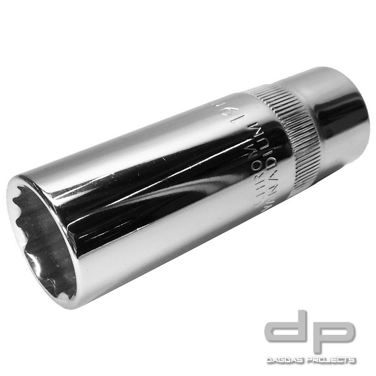 Dönges Steckschlüsseleinsatz 1/2 ", 12-kant, gerändelt, lang, 19 mm