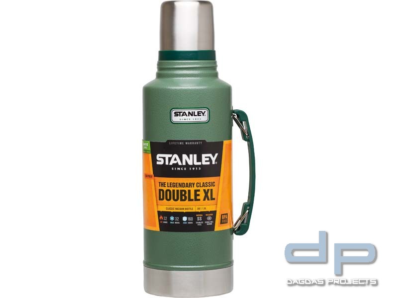 Stanley Classic Vakuum-Flasche, 1,9 Liter, 18/8 Edelstahl, Hammertone grün, Vakuum Isolation