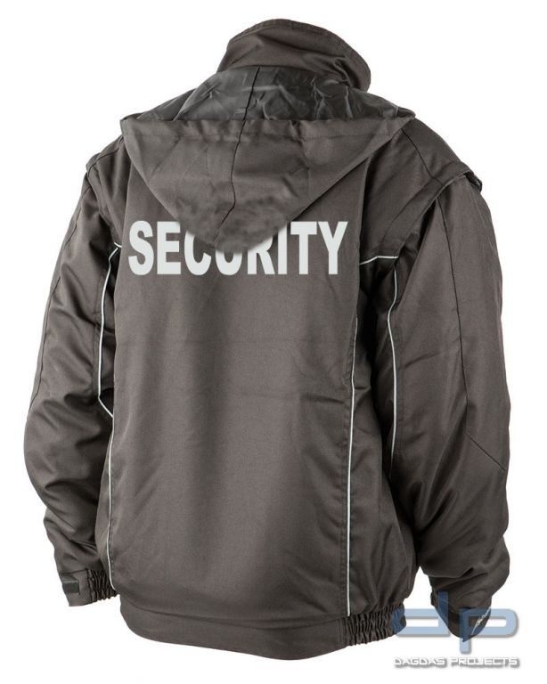 2 in 1 Behörden Blouson dp Schwarz mit reflektierend silberner Aufschrift nach Wunsch