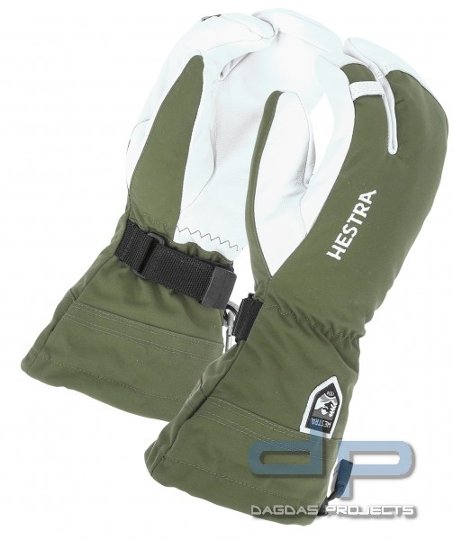 Hestra Army Leather Heli Ski (3-Finger Handschuhe) in oliv
