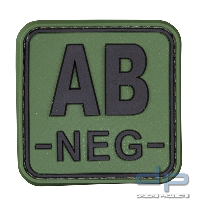 3D Blutgruppenpatch 50x50 Grün/Schwarz AB neg -