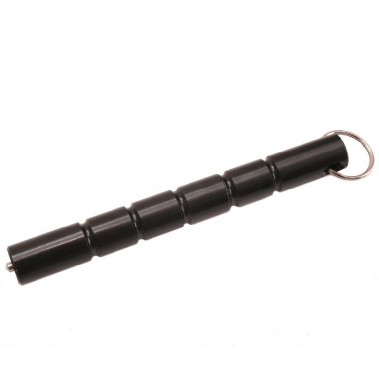 Schlüsselanhänger Mini-Schlagstock 0102 mit Glasbrecher Metall, schwarz