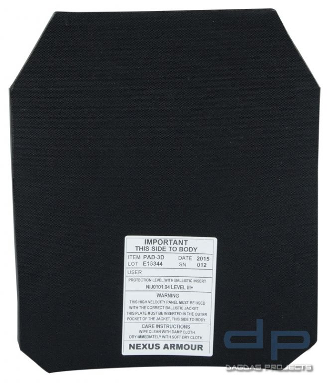 NEXUS Plate Level 3+ Dyneema Double Curve Front