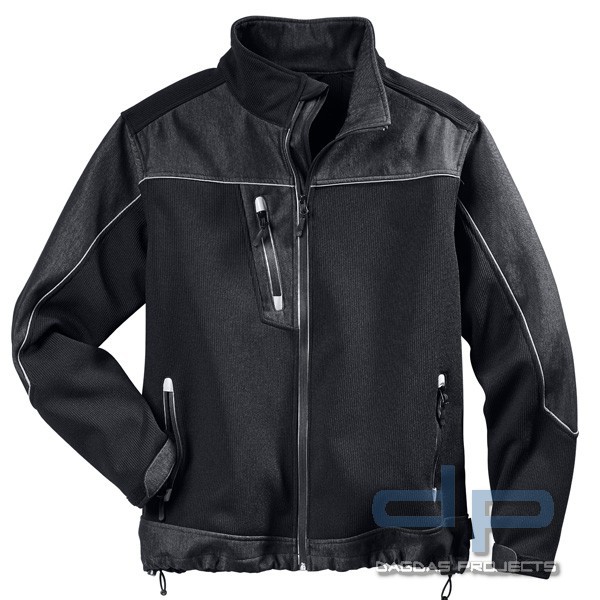 Behörden Softshelljacke in Schwarz mit Aufdruck nach Wunsch auf Brust und Rücken in Reflex Silber