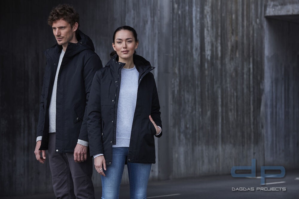 Unisex Behördenparka "Creston" in Schwarz mit Aufdruck nach Wunsch