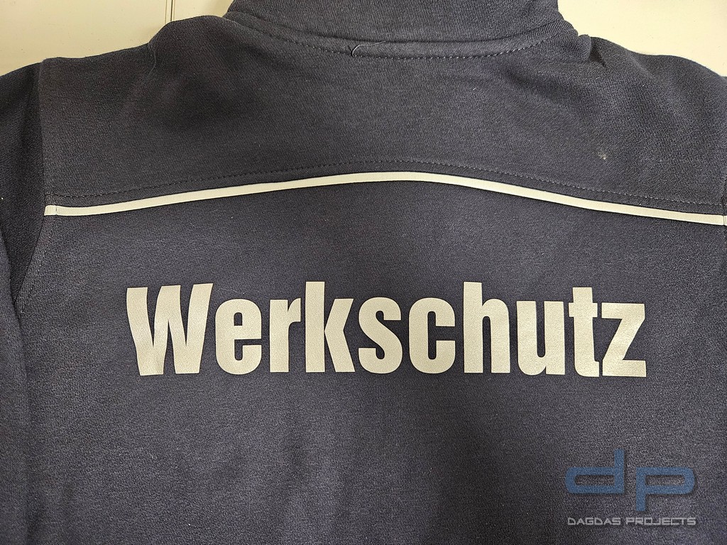 Half-Zip Sweat dp S-Serie in Navy mit Aufdruck: Werkschutz, Größe XS