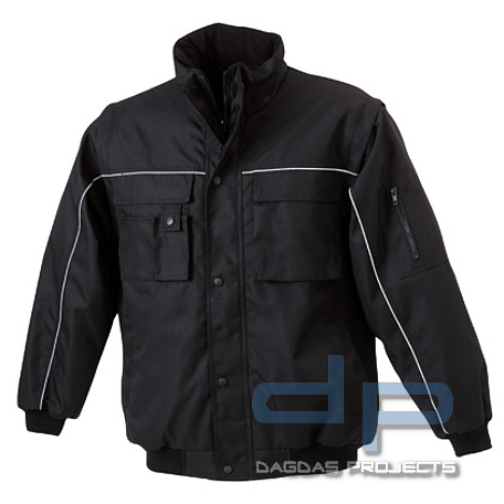 Behörden Blouson Navy oder Schwarz mit Aufschrift nach Wunsch in reflektierend Silber