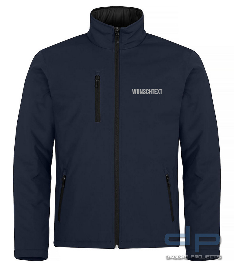 Behörden Padded Softshell Jacke mit Aufdruck nach Wunsch in reflex silber, Dunkelblau, Gr.: M und XL
