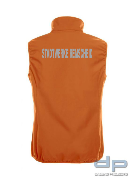 Basic Softshell Weste Ladies mit reflektierend silbernem Wunschaufdruck in verschiedenen Farben