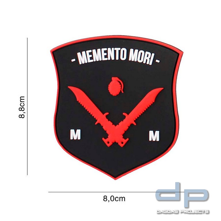Emblem 3D PVC Memento Mori shield dolk schwarz/rot/weiss