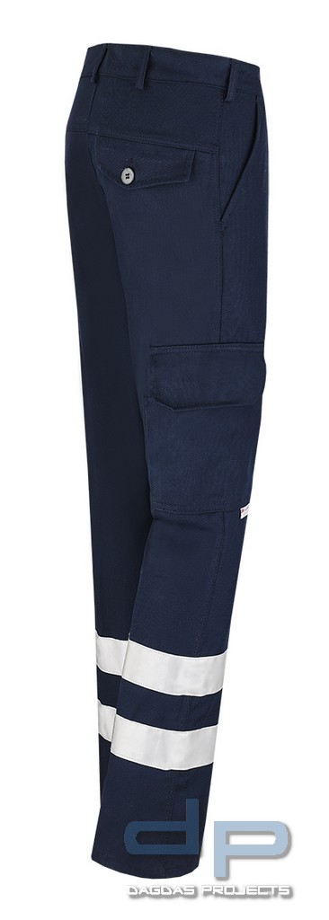 Bundhose Dunkelblau aus Polyester-Baumwoll-Mischgewebe mit Reflexstreifen Damen
