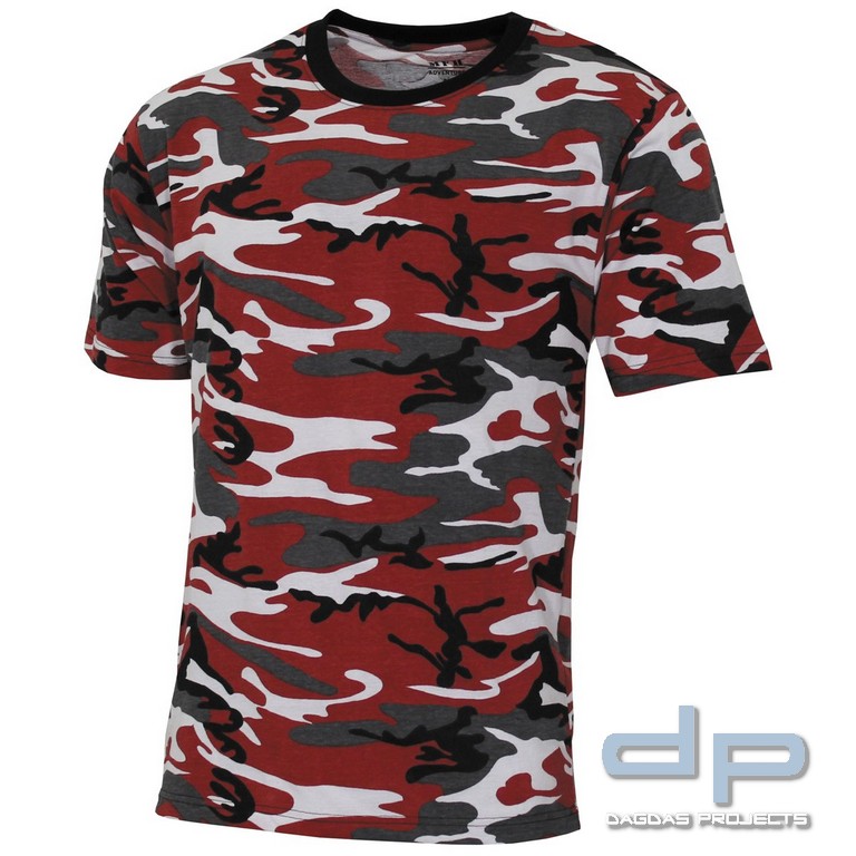 US T-Shirt, "Streetstyle", rot-camo, 140-145 g/m²