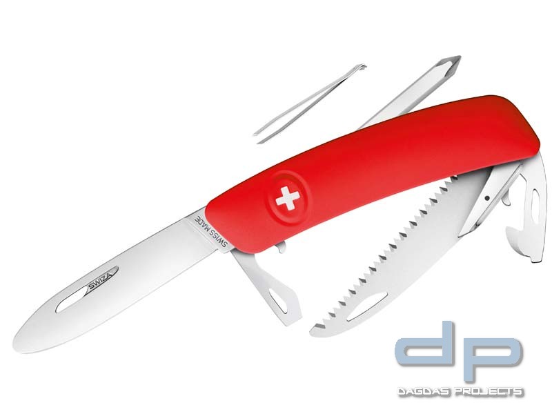 SWIZA Kinder-Taschenmesser J06 JUNIOR,abgerundet Klingensperre, rote Anti-Rutsch-Schalen, Säge, Werk