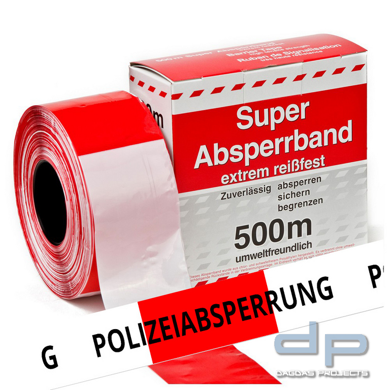 Absperrband, Polizeiabsperrung, Farbe rot/weiß, 500 m
