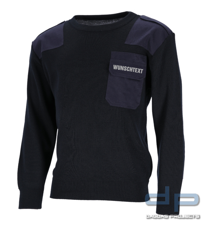 Feuerwehr-Pullover 50% Polyacryl / 50% Schurwolle mit Aufdruck nach Wunsch in reflex silber