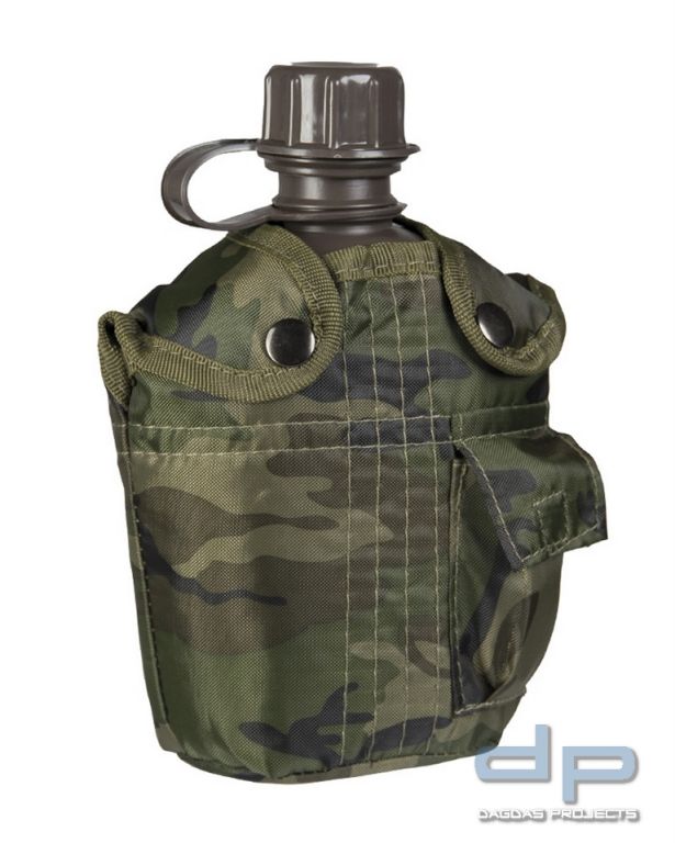 US Feldflasche Kunstst. Import 1 Ltr. mit Hülle woodl.6 Stück