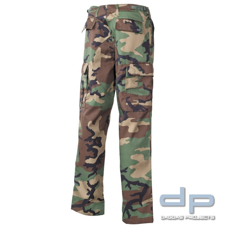 US Kampfhose, BDU, woodland, Knie- und Gesäßverstärkung