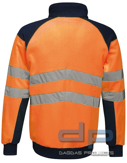 Hi-Vis Pro Fleece Jacket mit Wunschtext auf Brust und Rücken in Silber Reflex