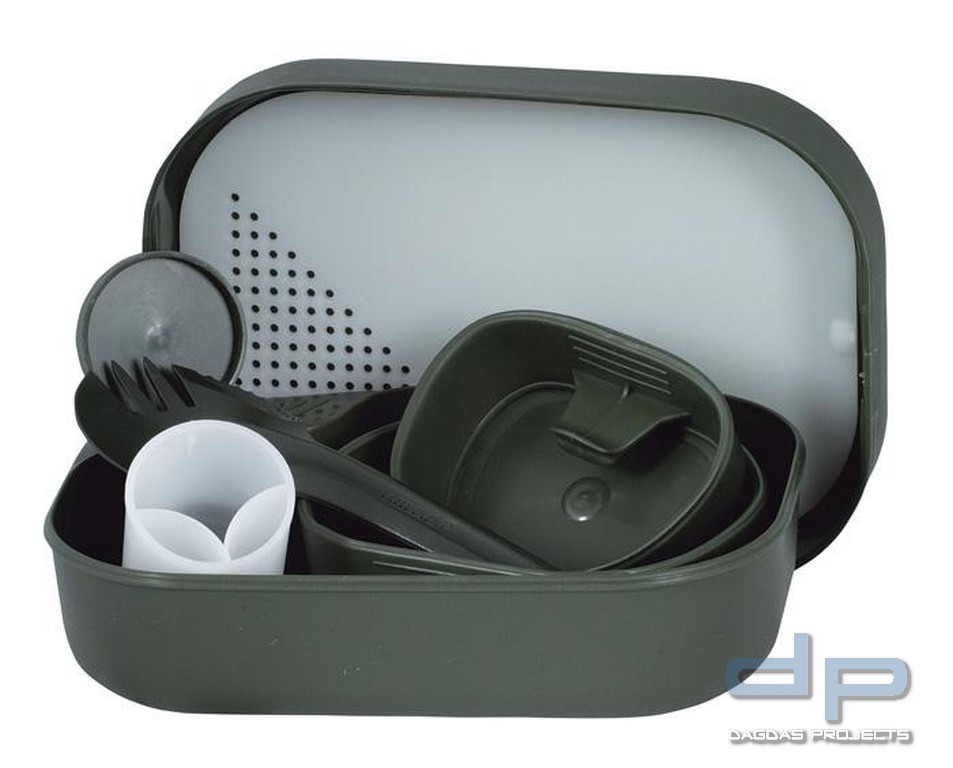 Schwedisch. Essgeschirr Travell 7-Teilig Oliv