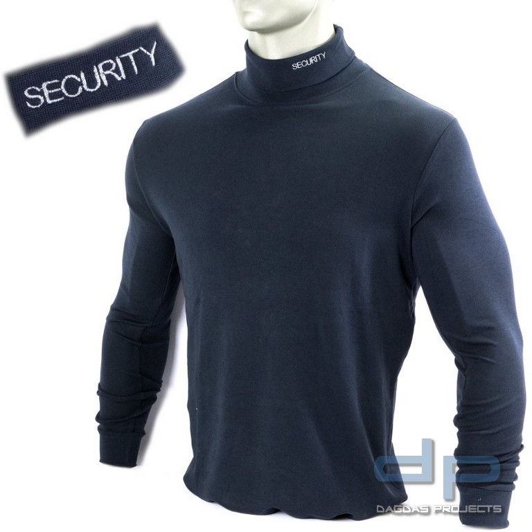 Rollkragenpullover, bestickt "SECURITY", Stick in silber