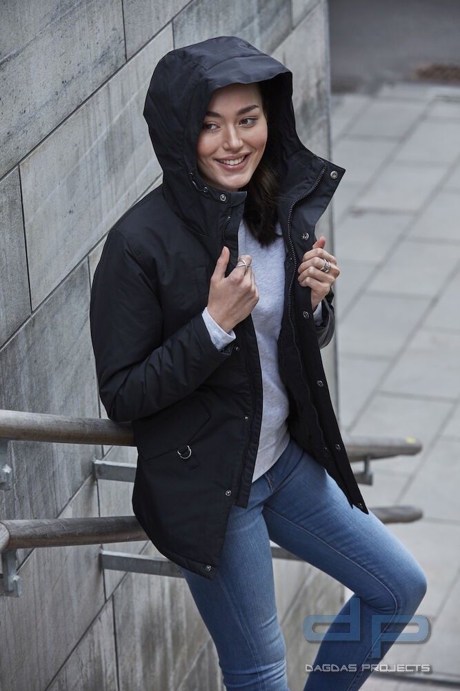 Unisex Behördenparka "Creston" in Schwarz mit Aufdruck nach Wunsch