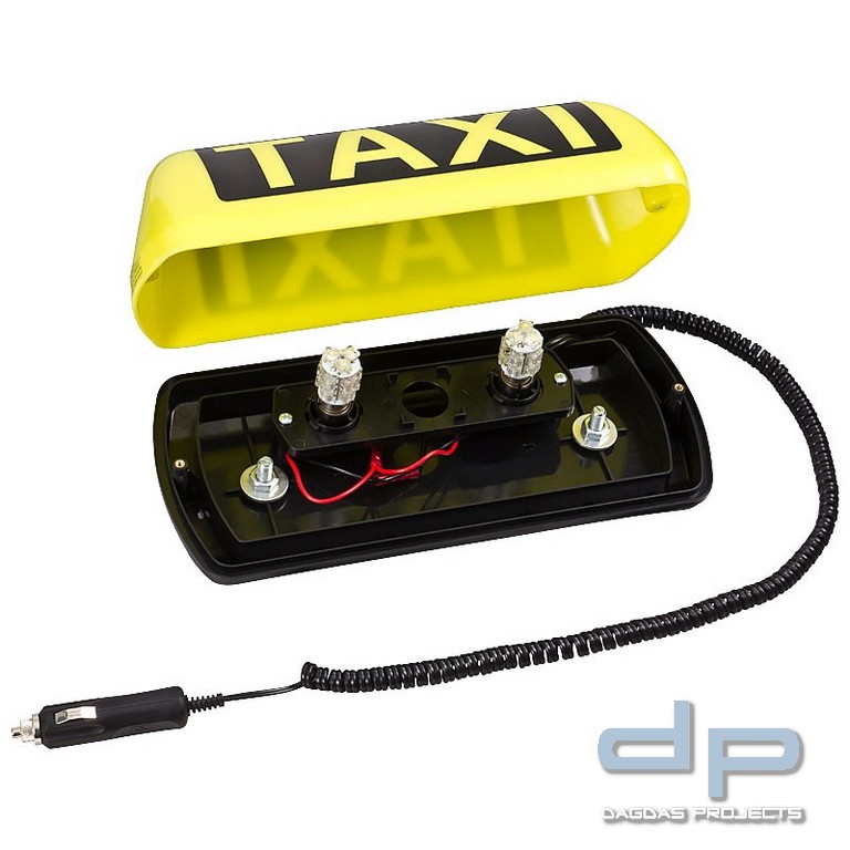 TAXI Dachzeichen SPEED Dachschild gelb LED Dauerlicht mit 2,5m Flachkabel und TÜV Gutachten bis 240