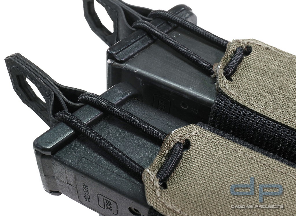 WAS Laser Cut Double Bungee Pistol Mag Pouch Ranger Green