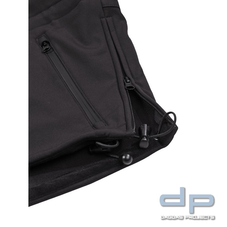Behörden Soft Shell Jacke, schwarz mit Wunschaufdruck in reflex silber