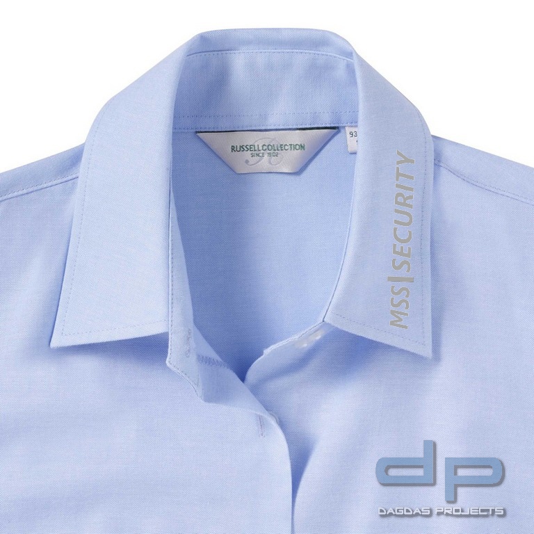 Hemd kurzarm für Damen in oxford blau mit Kragenaufdruck  MSS