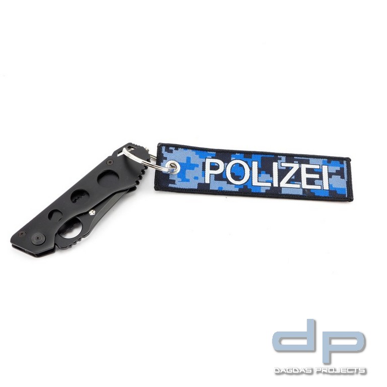Anhänger POLIZEI mit Schlüsselring, Textil (125 x 35 mm)