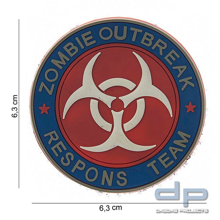 Emblem 3D PVC Zombie Outbreak Respons Team Rot/Blau