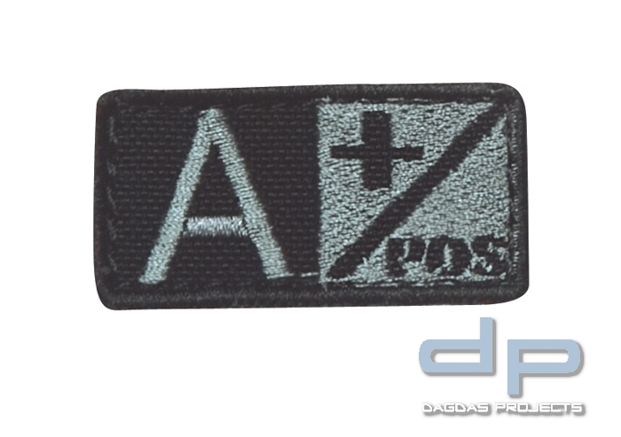 Blutgruppenpatch Grau/Schwarz A pos + 229A+007