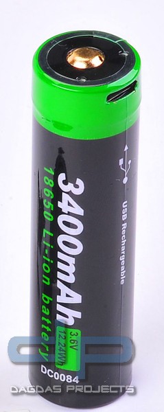 NEXTORCH DC0084C Akku 18650 USB Lithium-Ion (Li-Ion) -DC0084C- 3.6V 3.400mAh für P83/TA30/TA30C/PA5/