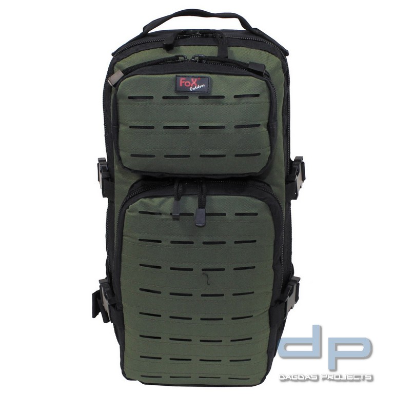 Rucksack, "Assault-Travel", Laser, schwarz/oliv