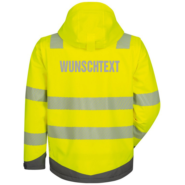 Behörden WARNSCHUTZ 2-in-1 JACKE in Gelb/Grau mit Aufdruck nach Wunsch auf dem Rücken