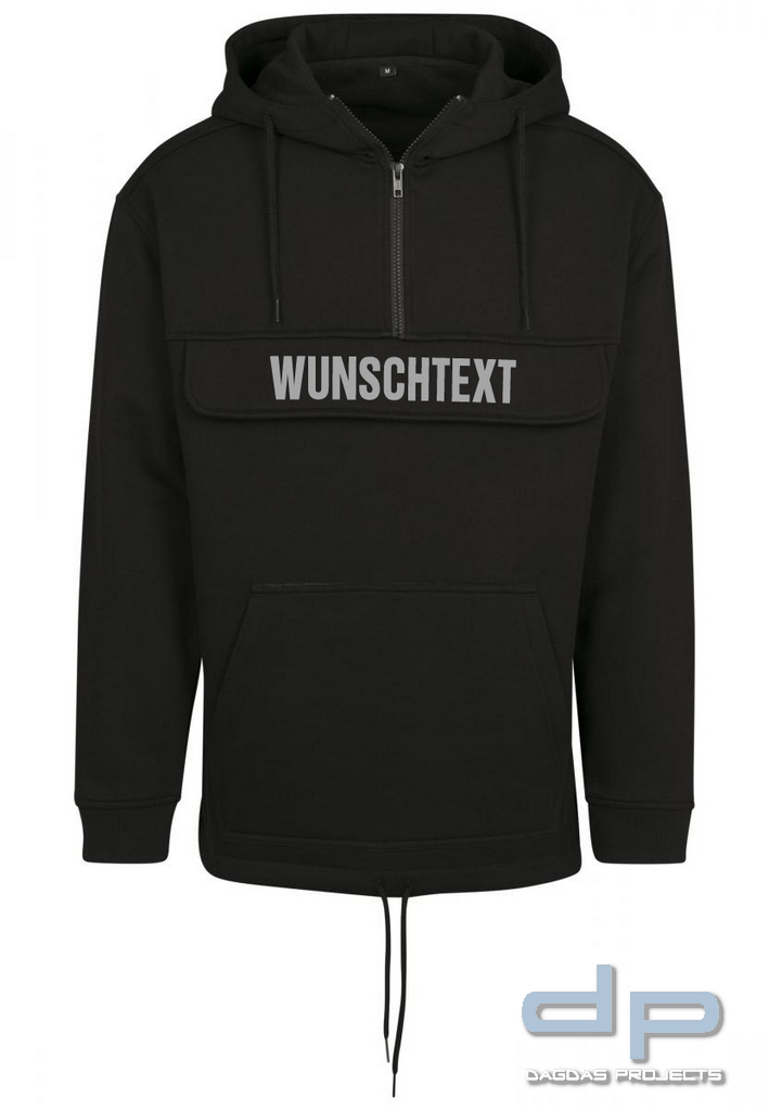 Behörden Sweat Pull Over Hoody in Schwarz Größe: M mit Aufdruck nach Wunsch in reflektierend silber