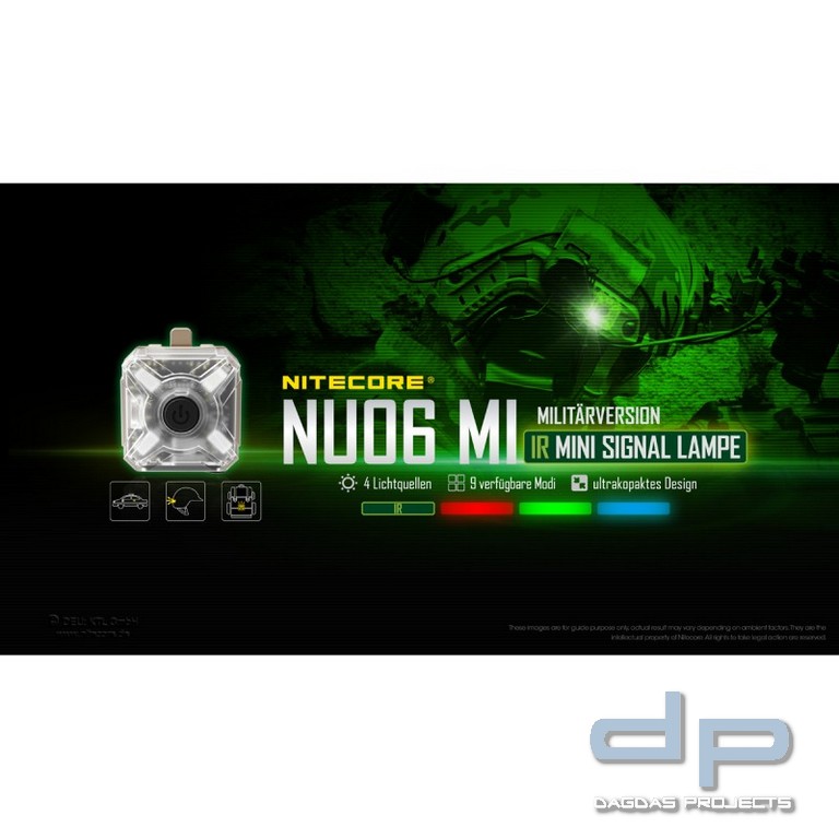 NiteCore® mehrfarbige Mini - Signalleuchte mit IR Licht -NU06MI-