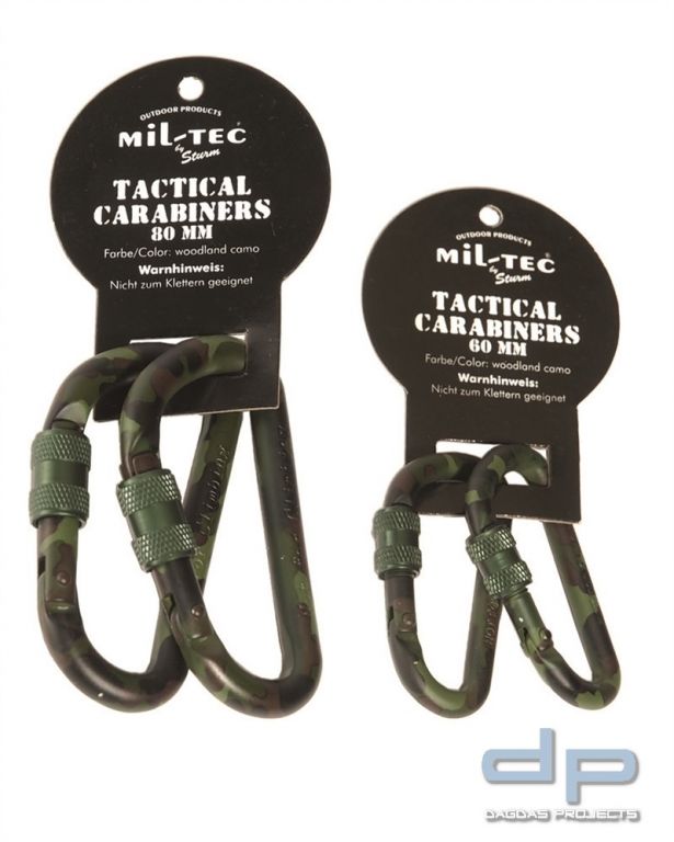 Tactical Karabiner woodland 60 mm 12 Paar