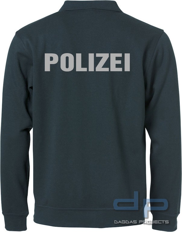 Behörden Sweatshirt in verschiedenen Farben mit Kragen und Wunschaufdruck in reflex silber
