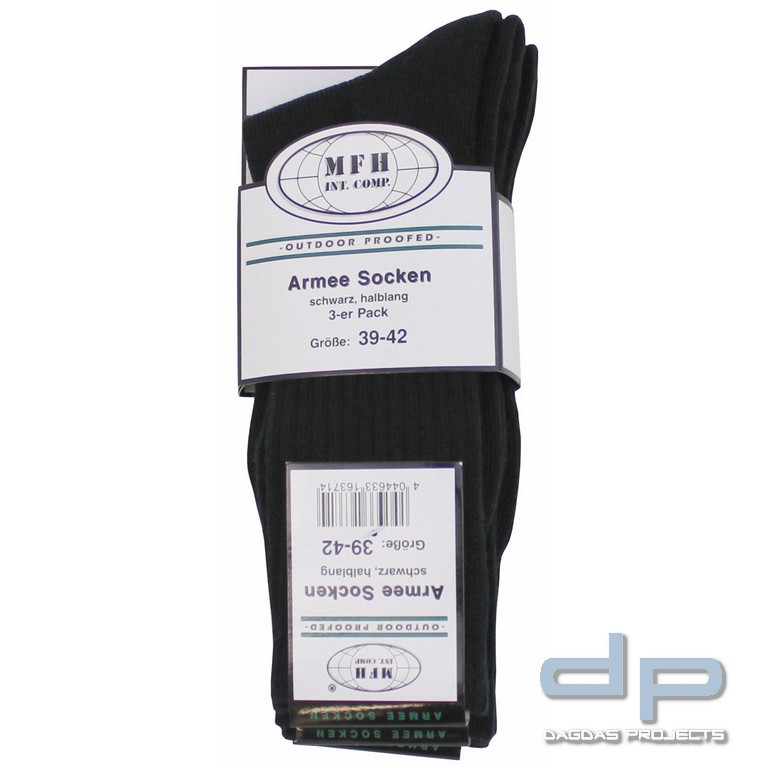 Army Socken, schwarz, halblang, 3-er Pack