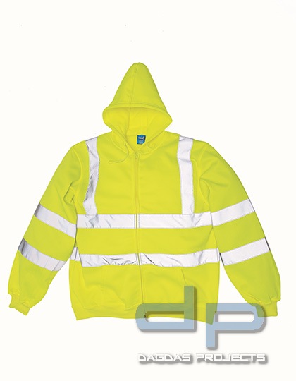 Hi Vis Zip Hoodie in verschiedenen Farben mit Wunschbeschriftung in reflex silber