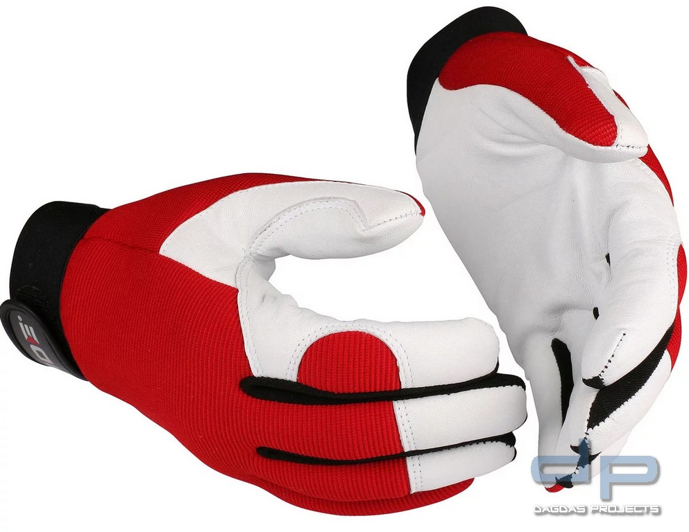 Handschuhe Rot/Weiß mit Ziegenleder