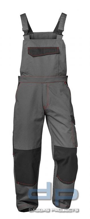 Twill Latzhose grau/schwarz