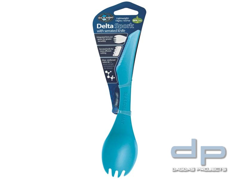 Sea to Summit DELTA SPORK, Messer-/Löffel-/Gabelkombination, blaues Polypropylen, BPA-frei