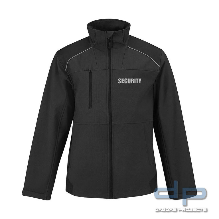 Behörden Softshell Jacke Pro mit reflektierend silbernem Wunschaufdruck