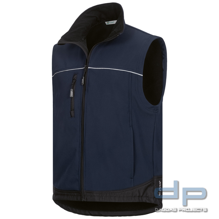 Behörden Softshell Weste Dunkelblau mit Aufdruck nach Wunsch in reflex silber
